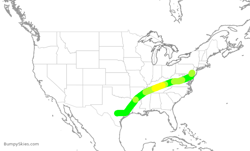 Turbulence forecast map for AAL3293, SAT to PHL