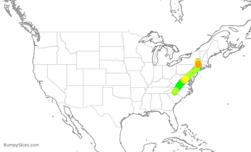 Turbulence forecast map for AAL3294, ALB to CLT
