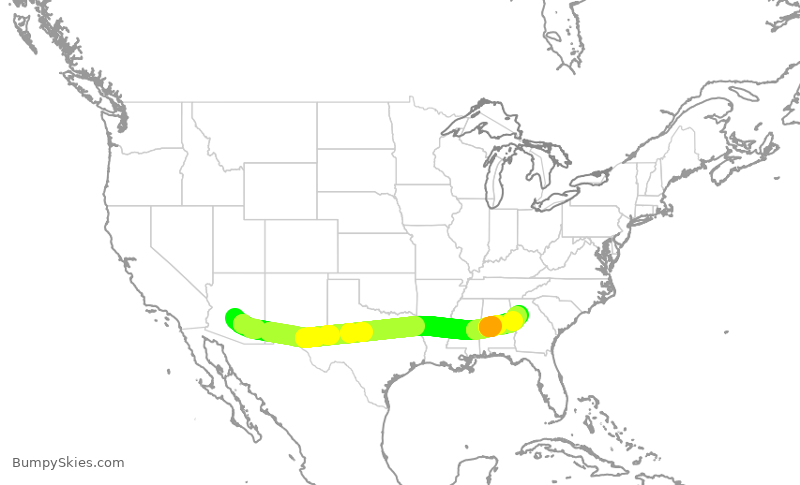 Turbulence forecast map for AAL3295, PHX to ATL