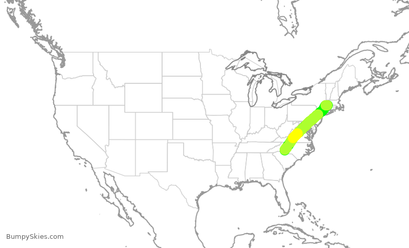 Turbulence forecast map for AAL3296, BDL to CLT