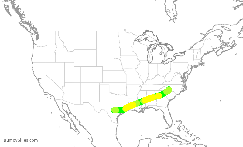 Turbulence forecast map for AAL3297, SAT to CLT