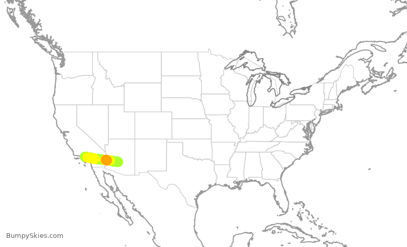 Turbulence forecast map for AAL3299, PHX to BUR