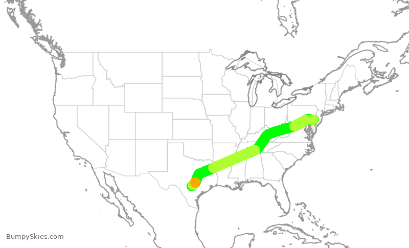 Turbulence forecast map for AAL3301, PHL to SAT