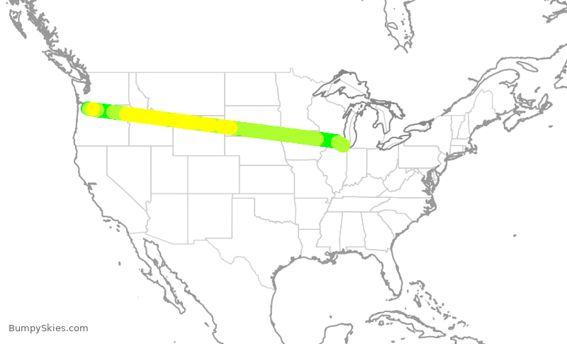 Turbulence forecast map for AAL3303, PDX to ORD