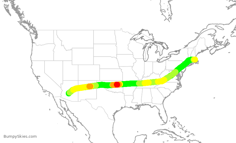 Turbulence forecast map for AAL3313, BOS to PHX