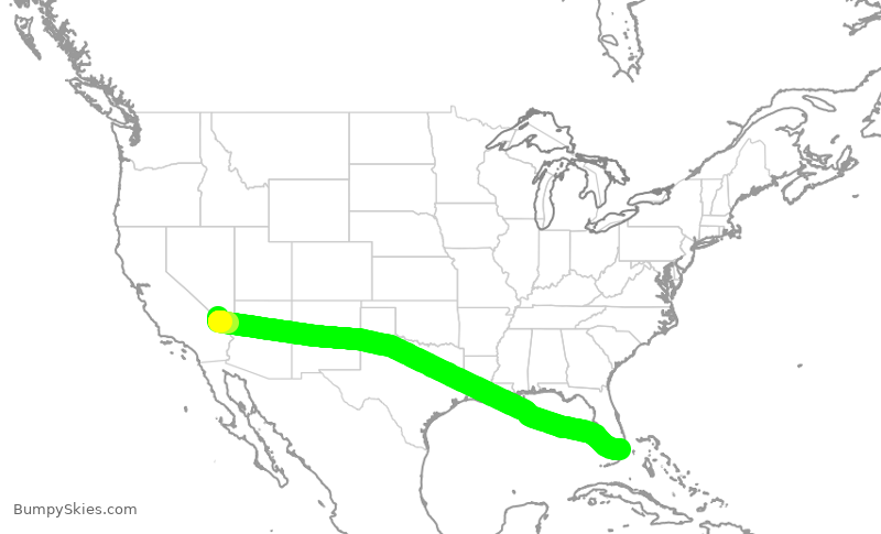 Turbulence forecast map for AAL3318, LAS to MIA