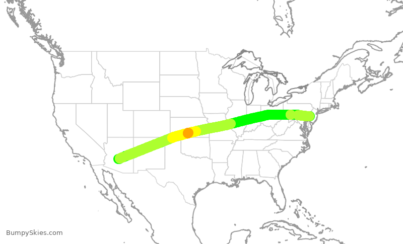 Turbulence forecast map for AAL3318, PHX to PHL