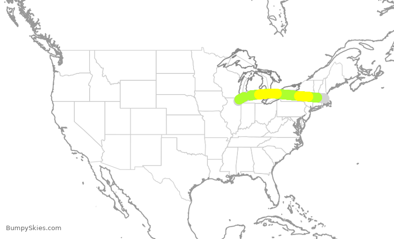 Turbulence forecast map for AAL3324, BOS to ORD