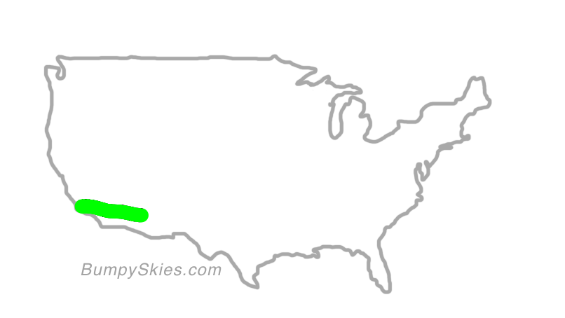 Map of continental US with illustrated flight path and turbulence forecast (described in text below)