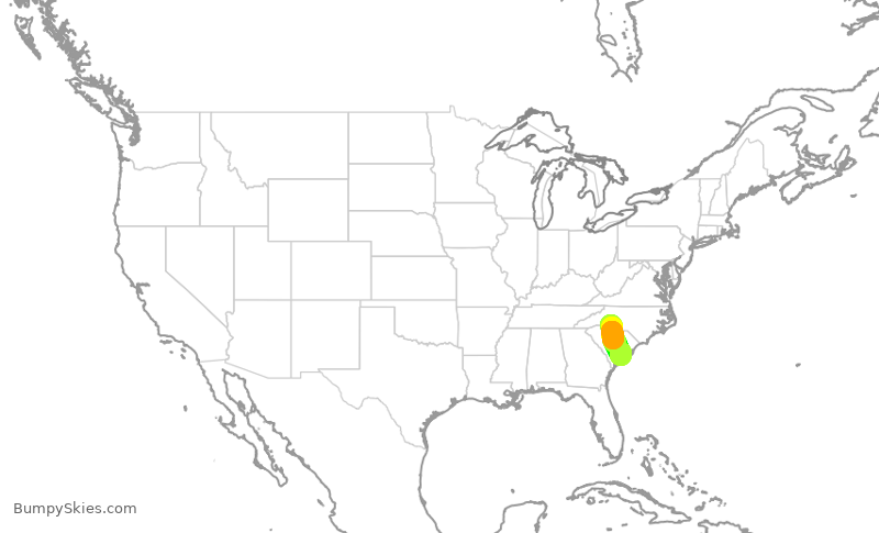 Turbulence forecast map for AAL3333, CLT to CHS
