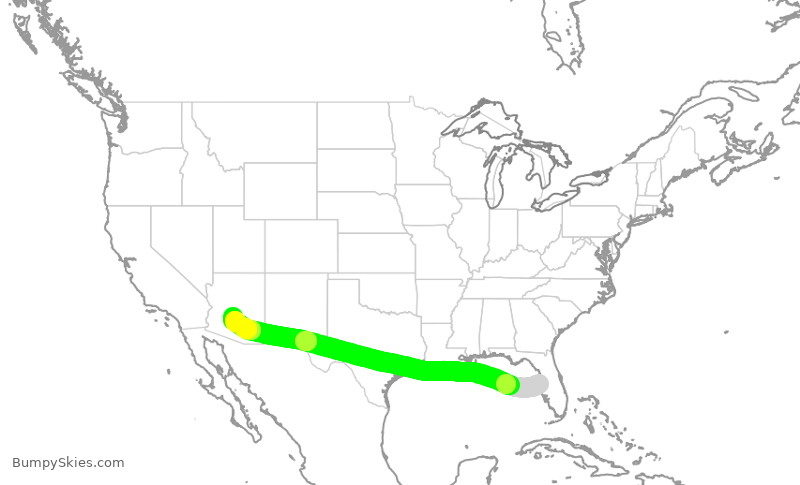 Turbulence forecast map for AAL3333, TPA to PHX
