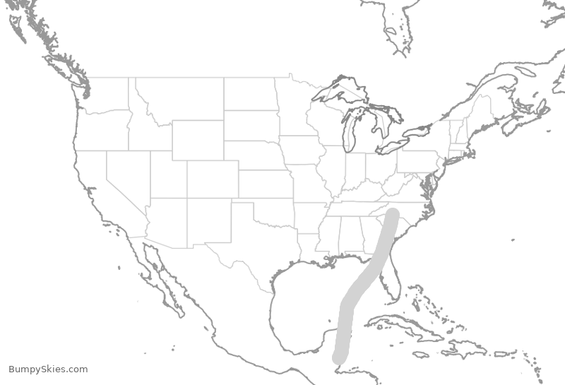 Turbulence forecast map for AAL335, CLT to BZE