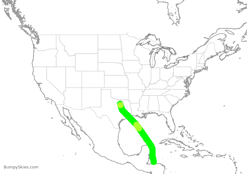 Turbulence forecast map for AAL339, DFW to RTB