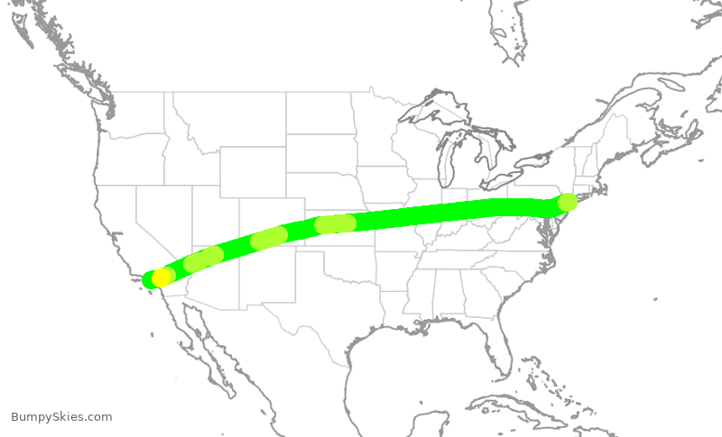 Turbulence forecast map for AAL33, JFK to LAX