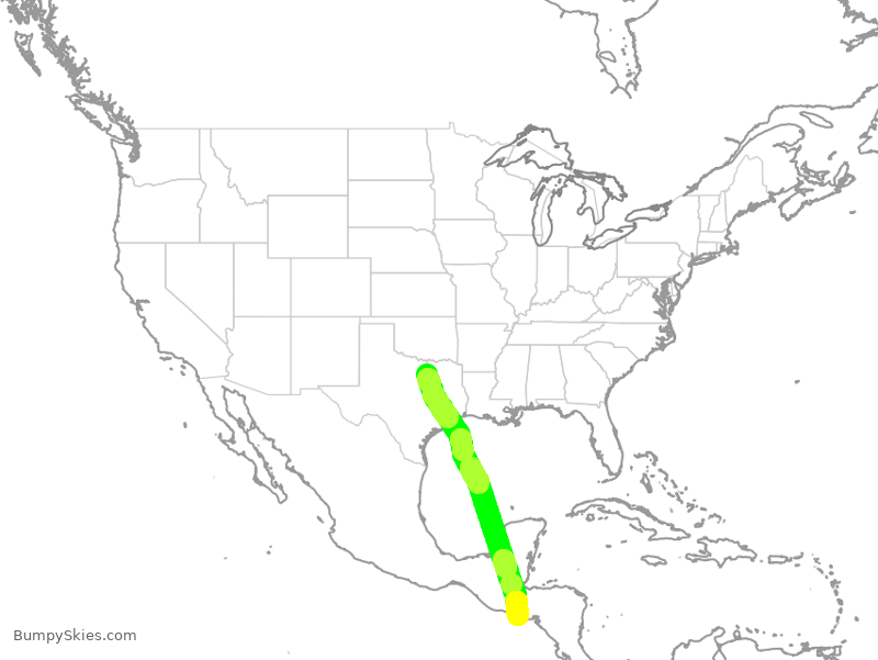 Turbulence forecast map for AAL343, DFW to SLP