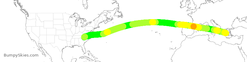 Turbulence forecast map for AAL343, ATH to CLT