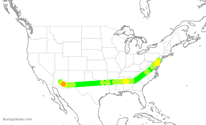 Turbulence forecast map for AAL357, PHX to PHL