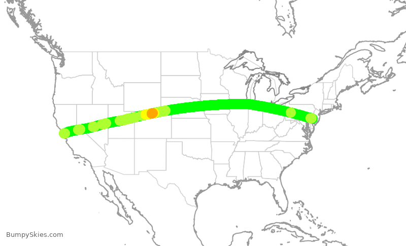Turbulence forecast map for AAL362, SFO to PHL