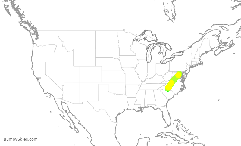 Turbulence forecast map for AAL365, DCA to CLT