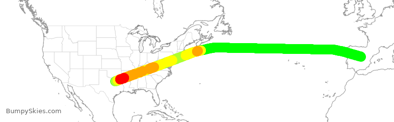 Turbulence forecast map for AAL36, DFW to EMD
