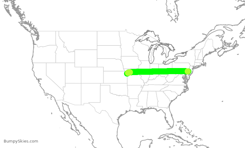 Turbulence forecast map for AAL371, PHL to MCI