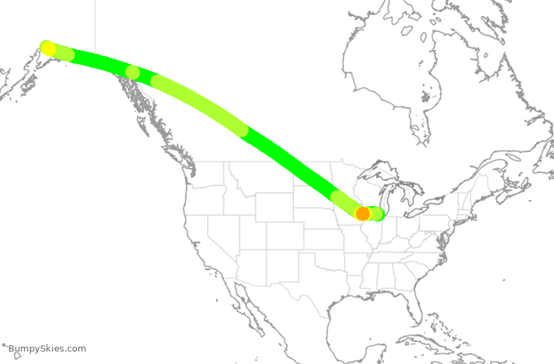 Turbulence forecast map for AAL375, ORD to ANC