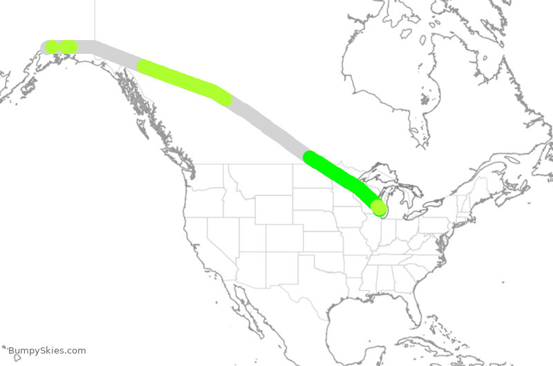 Turbulence forecast map for AAL375, ANC to ORD
