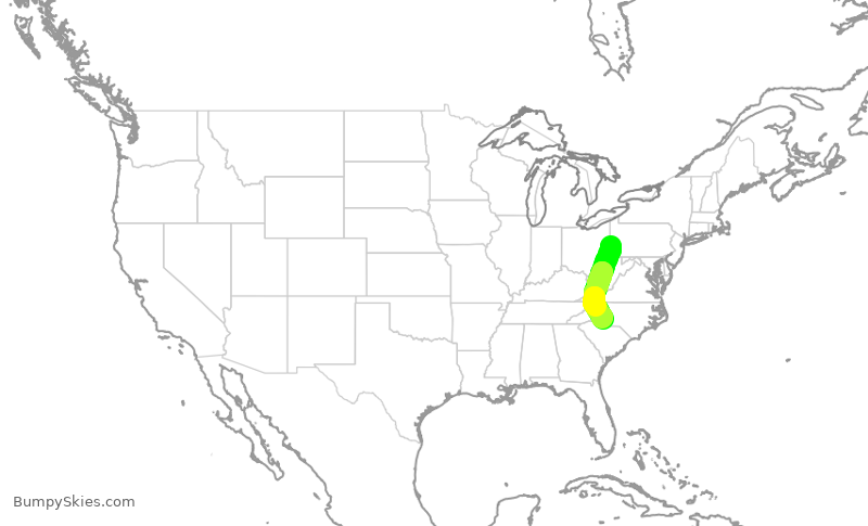 Turbulence forecast map for AAL376, PIT to CLT