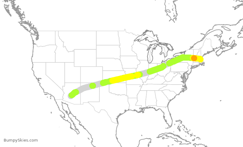 Turbulence forecast map for AAL377, BOS to PHX