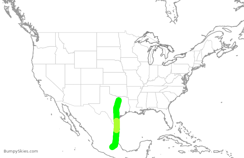 Turbulence forecast map for AAL393, DFW to MEX