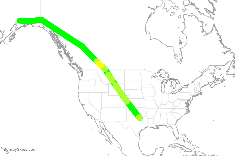 Turbulence forecast map for AAL395, DFW to ANC