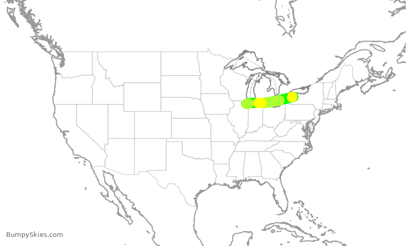 Turbulence forecast map for AAL403, ORD to BUF