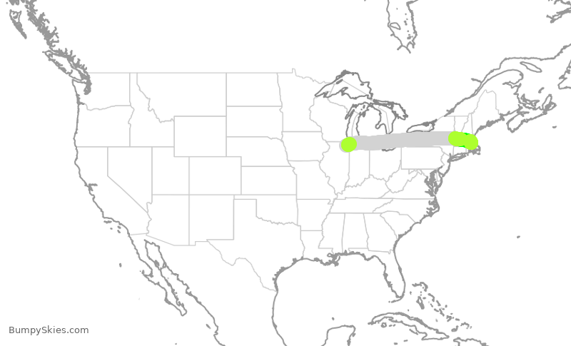 Turbulence forecast map for AAL407, ORD to BOS