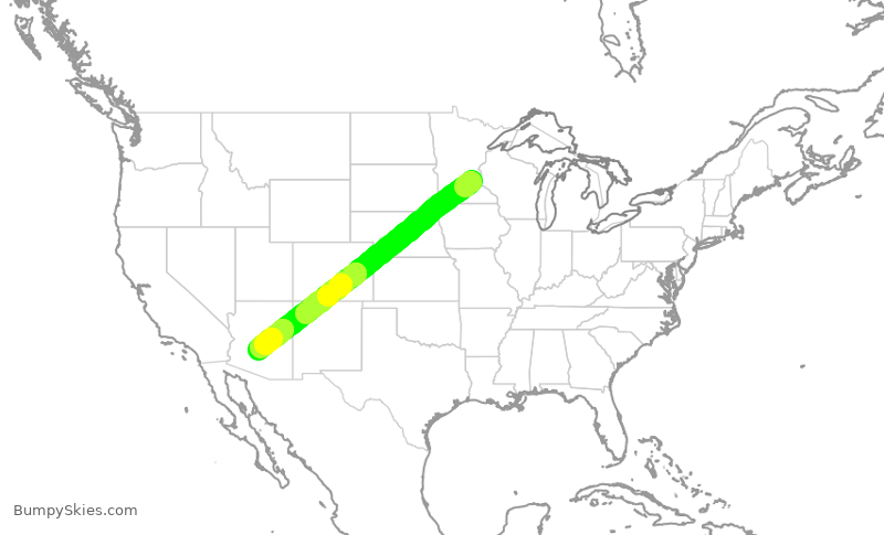 Turbulence forecast map for AAL408, MSP to PHX