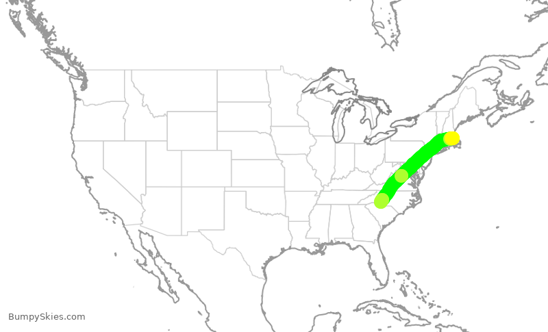 Turbulence forecast map for AAL418, BOS to CLT