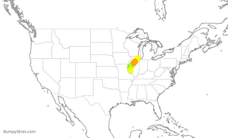 Turbulence forecast map for AAL418, STL to ORD