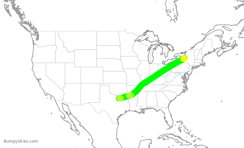 Turbulence forecast map for AAL421, DFW to SYR