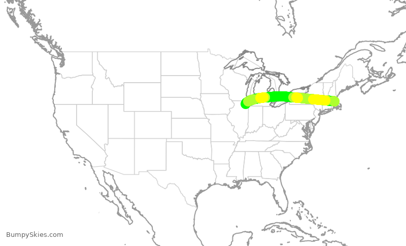 Turbulence forecast map for AAL425, BOS to ORD
