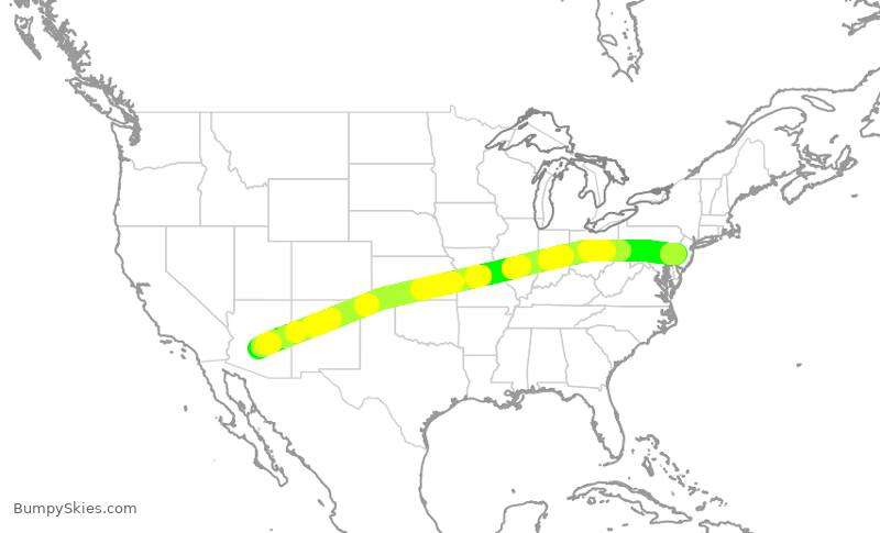 Turbulence forecast map for AAL428, PHX to PHL