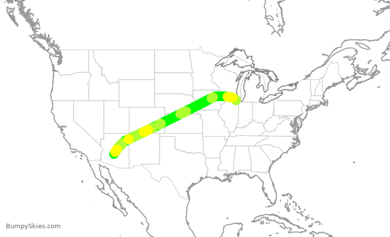 Turbulence forecast map for AAL435, PHX to ORD