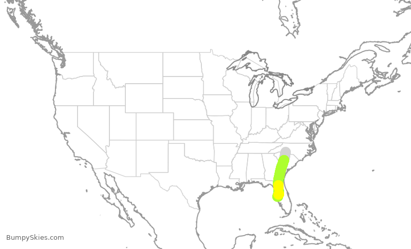 Turbulence forecast map for AAL436, CLT to TPA