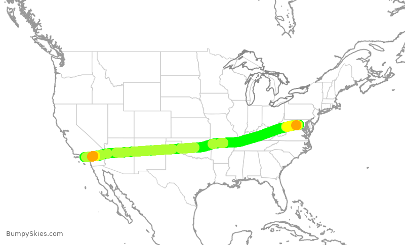 Turbulence forecast map for AAL436, IAD to LAX
