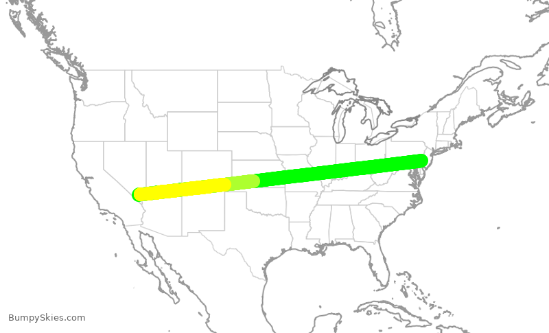 Turbulence forecast map for AAL437, LAS to PHL