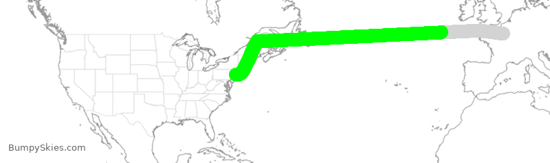 Turbulence forecast map for AAL43, FPG to JFK