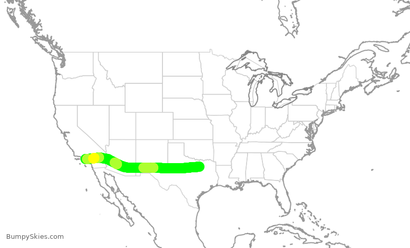 Turbulence forecast map for AAL442, DFW to LAX