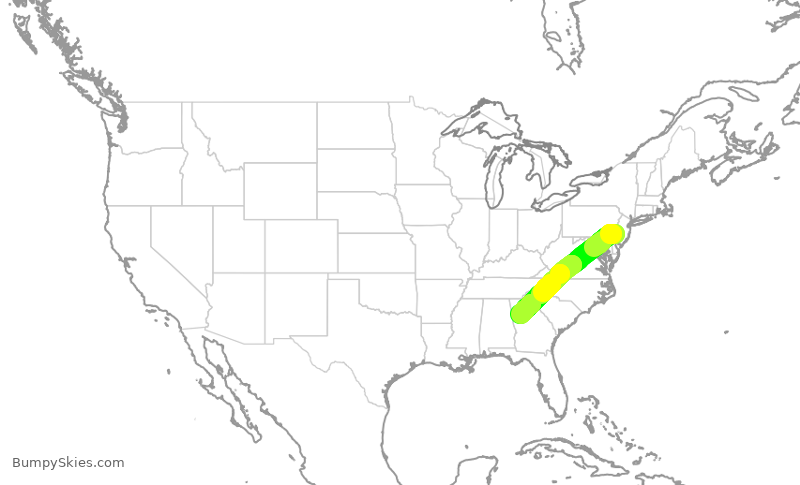 Turbulence forecast map for AAL443, PHL to ATL