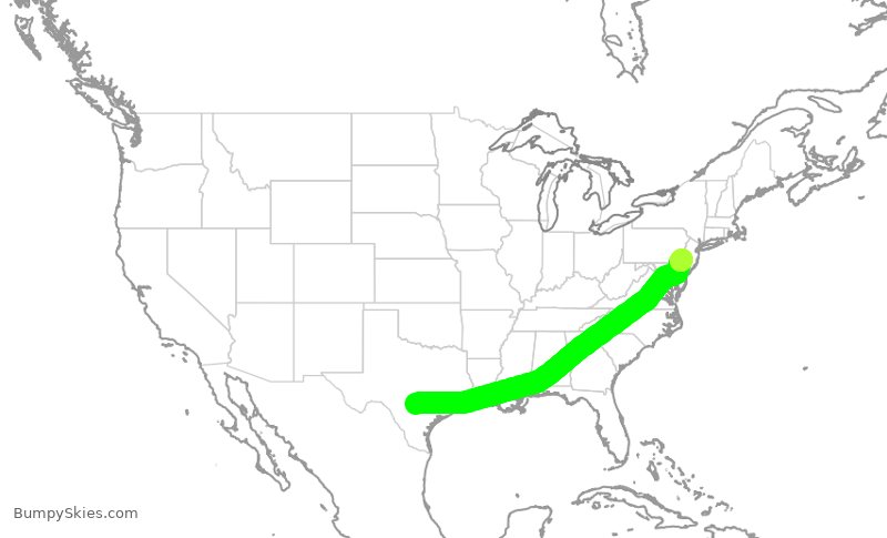 Turbulence forecast map for AAL451, SAT to PHL