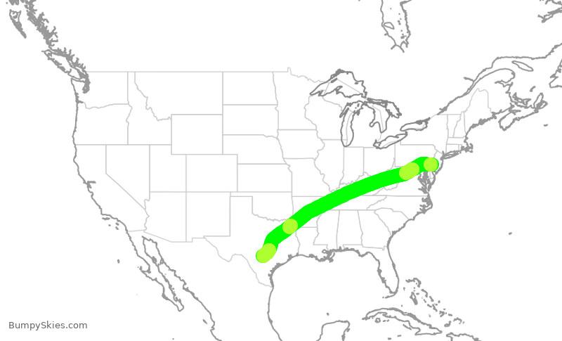 Turbulence forecast map for AAL452, PHL to SAT