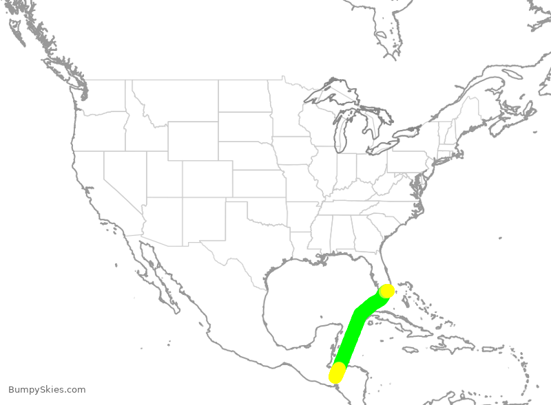 Turbulence forecast map for AAL454, MHPR to MIA