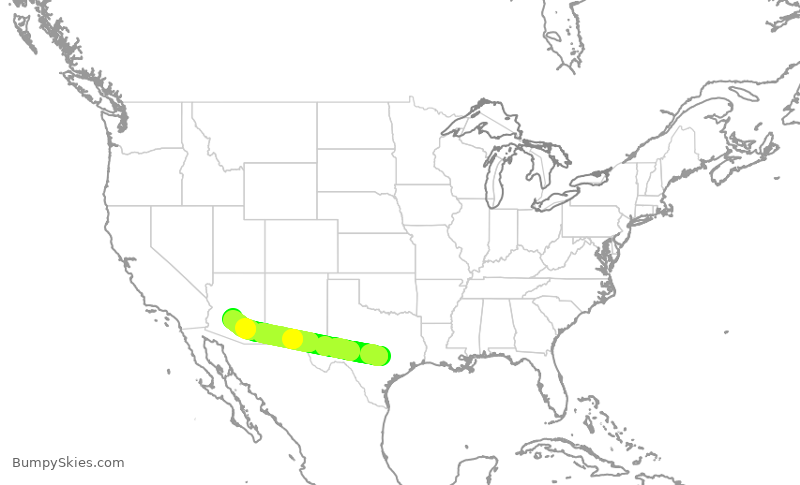 Turbulence forecast map for AAL455, AUS to PHX